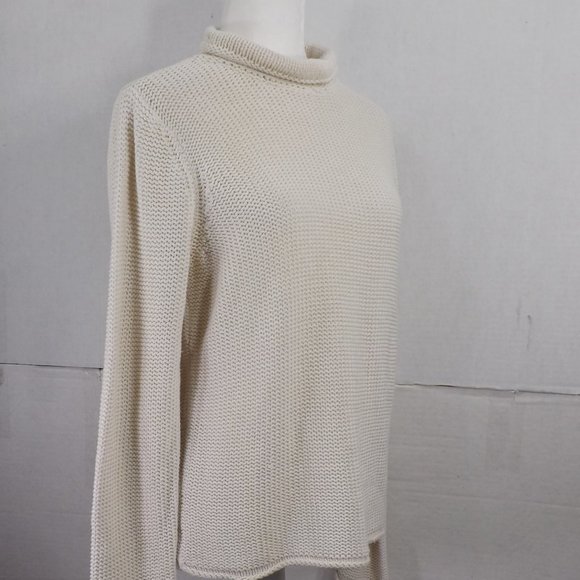 Liz Claiborne Off-White Cotton Knit Sweater M - Picture 2 of 16